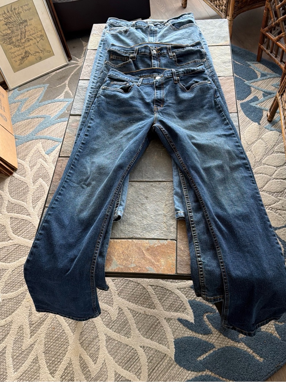 3 pair George Blue Boot Cut Flare Jeans 32x32 like new